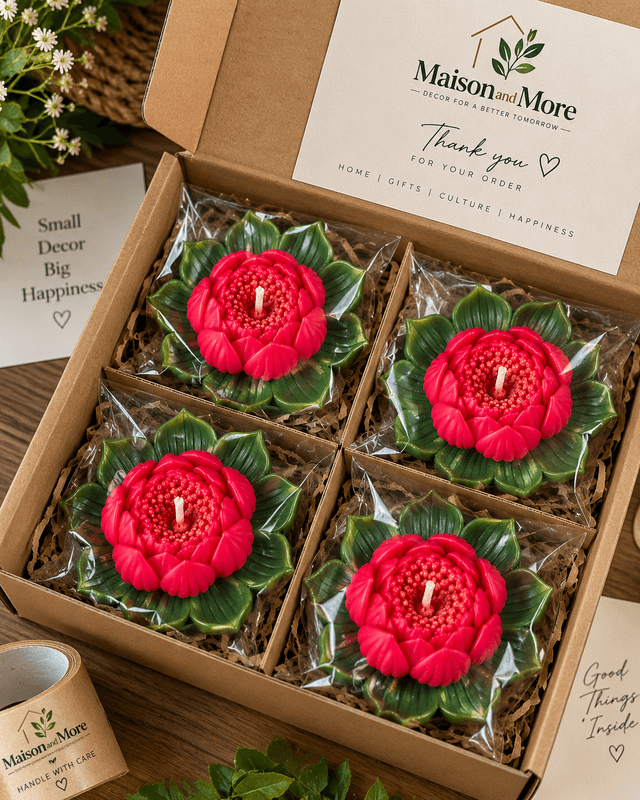 Handcrafted Lotus Flower Candle – Pack of 4