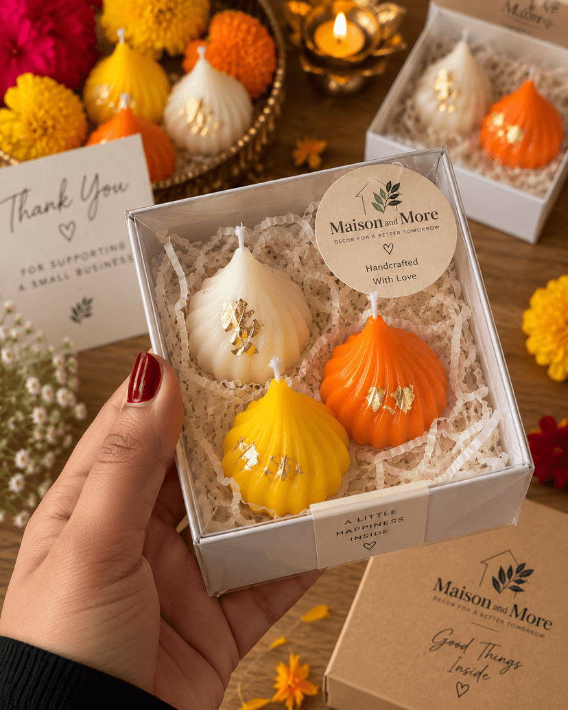 Festive Modak Candle Gift Set – Pack of 4